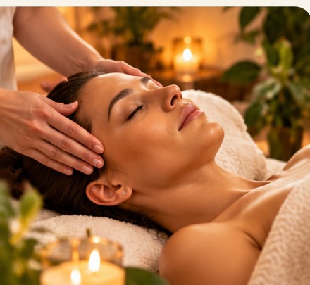 Tratamiento facial relajante en un ambiente cálido