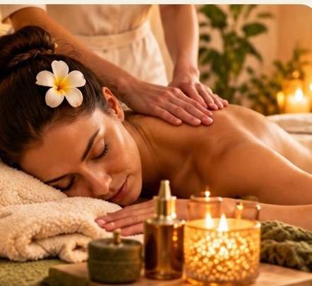 Masaje de espalda completa y cervicales en un ambiente de spa tranquilo